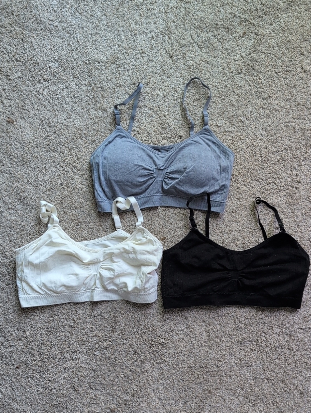 coobie Seamless Bralette Pack in Gray, White & Black